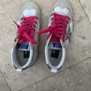 Like New Golden Goose Women's Sneakers with Pink Laces and Glitter Star